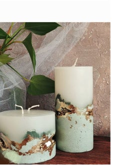 Generic Decorative Candle Set with Handmade Gold Papers / 2 pcs 