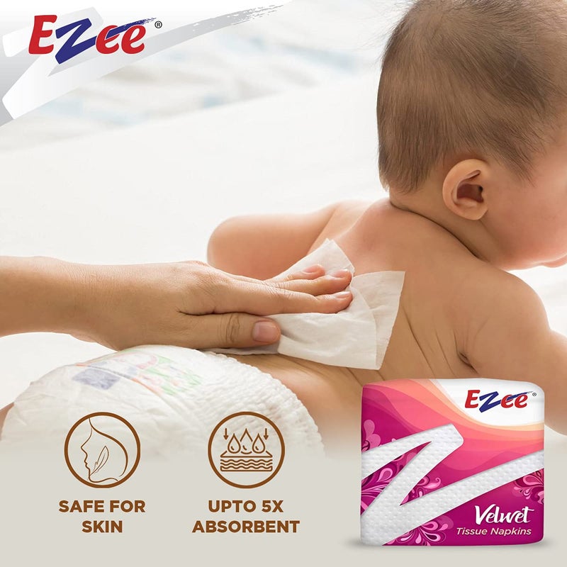 Ezee مناديل ورقية مخملية 400 سحب | فائقة النعومة والامتصاص | عبوة من 4 × 100 سحب لكل عبوة - Image 4