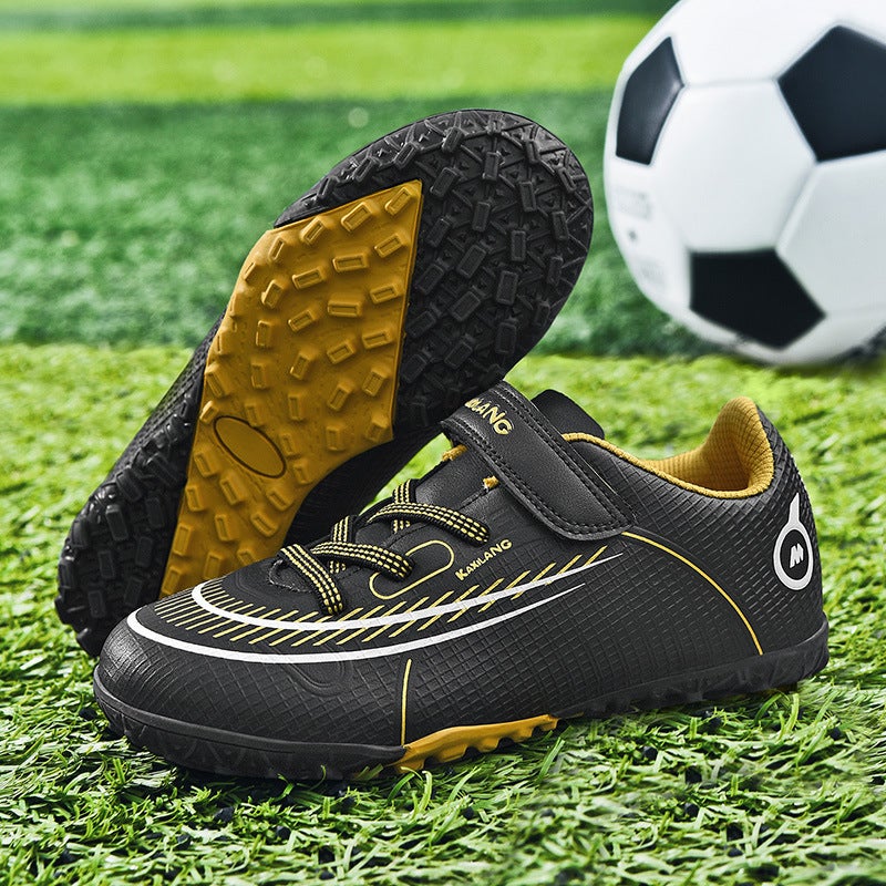Kids Soccer Cleats Training Sports Shoes Black 