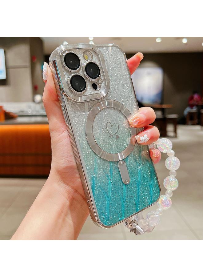 اس-توب جراب لهاتف iPhone 13 Pro من ألياف الكربون Magsafe TPU بتصميم أوراق الشجر المتدرجة اللامعة - Image 1