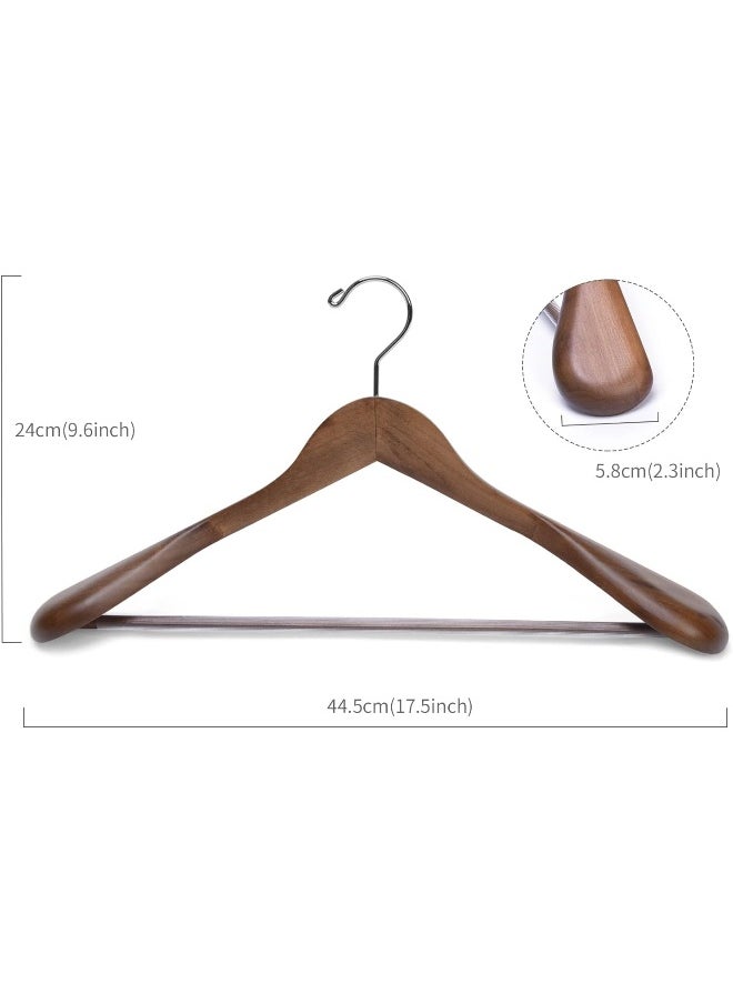 Nature Smile - Nature Smile Luxury Wooden Suit Hangers 6 Pack Wood Coat Hangers Jacket Outerwear Shirt Hangers, with Extra-Wide Shoulder, 360 Degree Swivel Hooks & Anti-Slip Bar with Screw (Retro Color) - Image 1