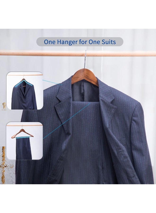 Nature Smile - Nature Smile Luxury Wooden Suit Hangers 6 Pack Wood Coat Hangers Jacket Outerwear Shirt Hangers, with Extra-Wide Shoulder, 360 Degree Swivel Hooks & Anti-Slip Bar with Screw (Retro Color) - Image 1