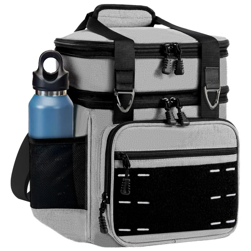 TENKIST Lunch Box Cooler Bag Tactical Insulated Lunchbox for Men Large Lunch Pail Kit for Adults Work Outdoor Shifts Trips Grey 16L - Image 2