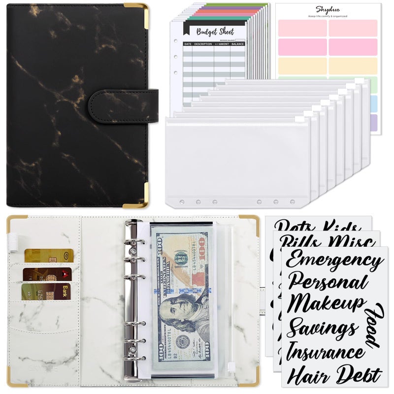 SKYDUE Budget Binder, Money Saving Binder with Zipper Envelopes, Cash Envelopes and Expense Budget Sheets for Budgeting (Mabble) - Image 1