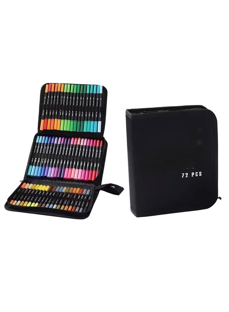 Huitich 72 Pcs Dual Brush Pens Set with Zipper Case for Drawing and Coloring - Image 2