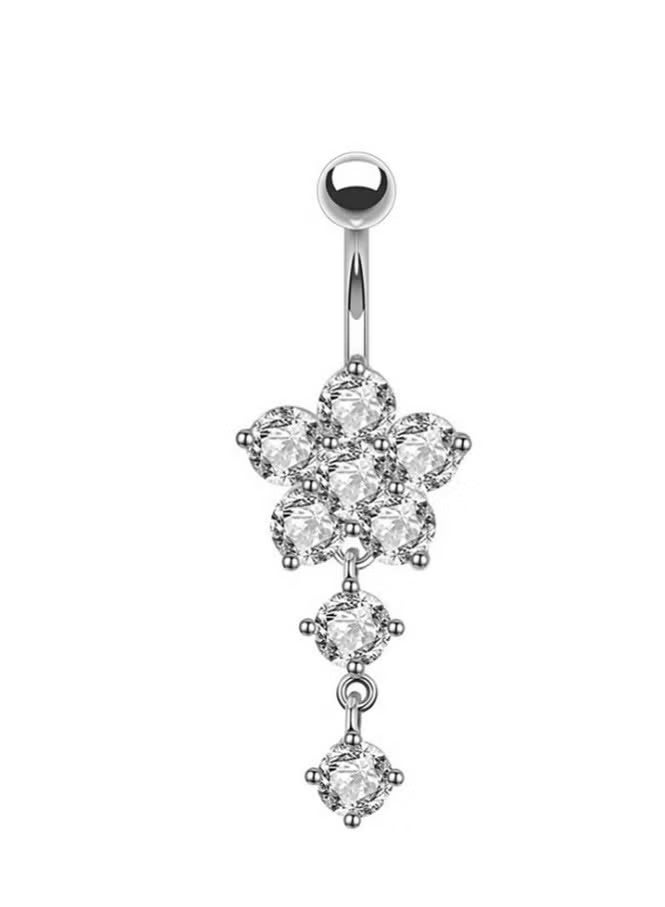 fantasize 5pcs Silver Belly Ring Set Stainless Steel Belly Button for Women Sparkling butterfly design Rhinestone studded Navel ring Body Jewelry Gifts perfect for holiday & dating & party & wedding - Image 4