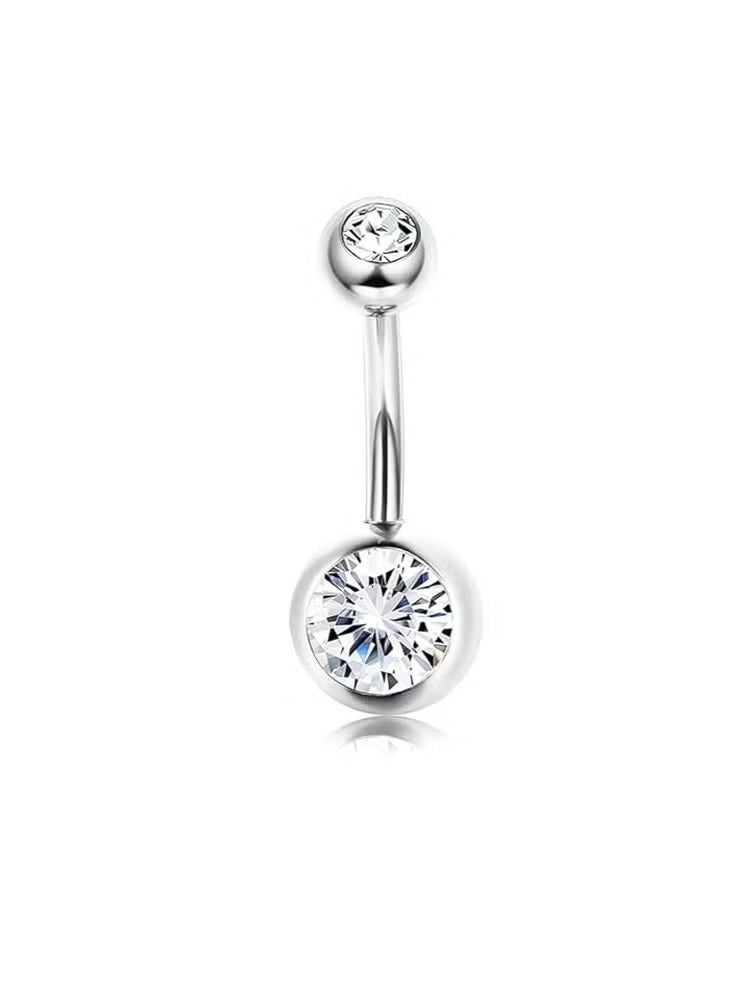 fantasize 5pcs Silver Belly Ring Set Stainless Steel Belly Button for Women Sparkling butterfly design Rhinestone studded Navel ring Body Jewelry Gifts perfect for holiday & dating & party & wedding - Image 5