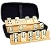 Vovotuzzi Jumbo Double 6 Dominoes Set for Adults Kids 28 Ivory Domino Tiles with 4 Wooden RacksTrays with Portable Travel Case Classic Board Game for Family Game Night Party Travel Outdoor - Image 2