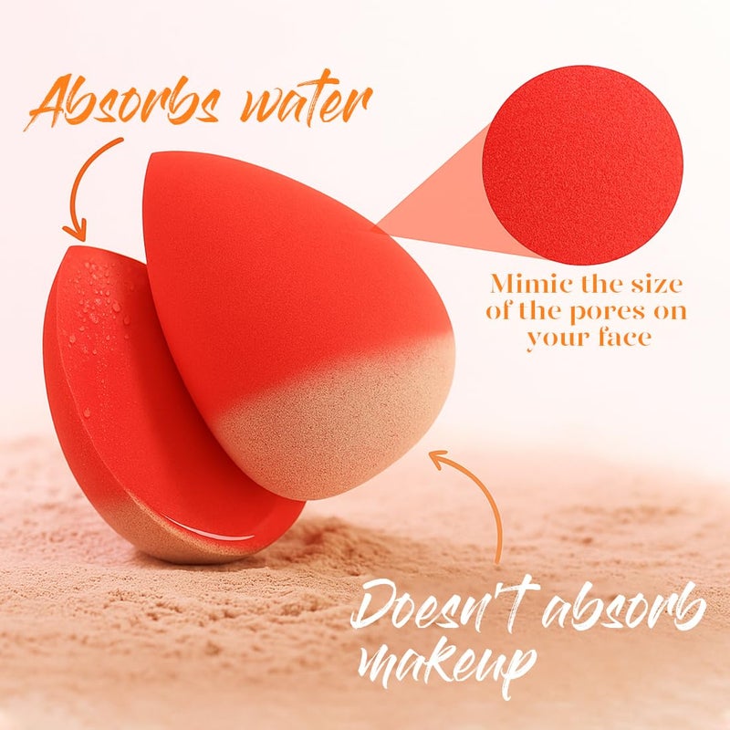 BEAKEY Makeup Sponge Set 5 Pack Micro Porous Low Absorption Soft Latex Free Foundation Beauty Sponges & Blenders for Powder Cream, Stocking Stuffers for Women - Image 3