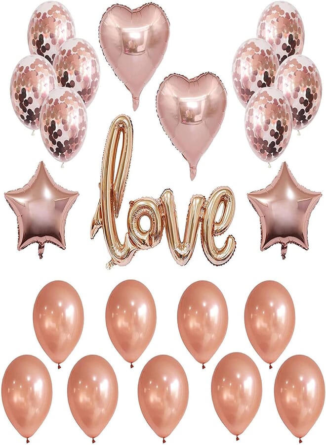 Secret Love Balloons, 23 Pcs Champagne Gold Balloon Set, Valentines Day Decorations Set for Party Supplies Valentines Day Wedding Anniversary Romantic Night