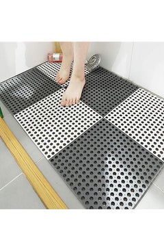 10PCS Interlocking Rubber Floor Tiles with Drain Holes DIY Size Bathroom Shower Toilet Non-Slip Floo