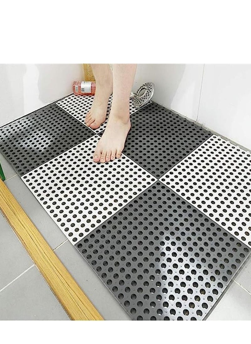 Generic - 10PCS Interlocking Rubber Floor Tiles with Drain Holes DIY Size Bathroom Shower Toilet Non-Slip Floo - Image 1