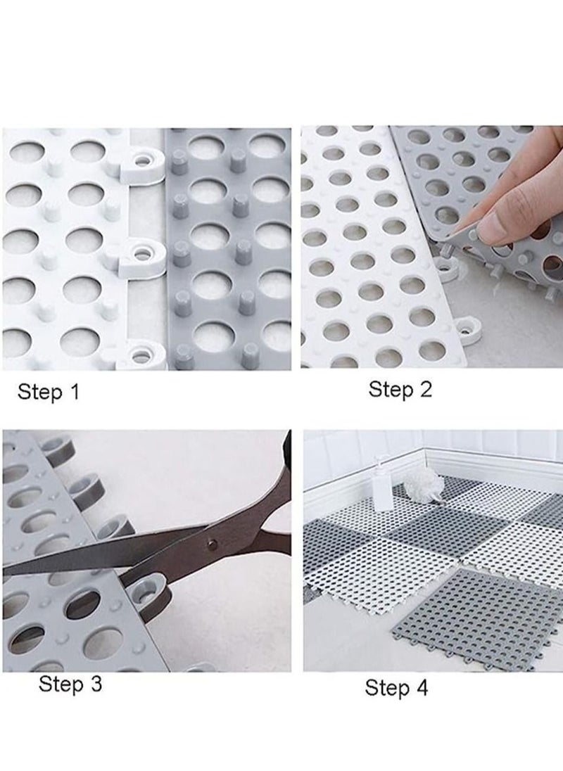 Generic - 10PCS Interlocking Rubber Floor Tiles with Drain Holes DIY Size Bathroom Shower Toilet Non-Slip Floo - Image 1