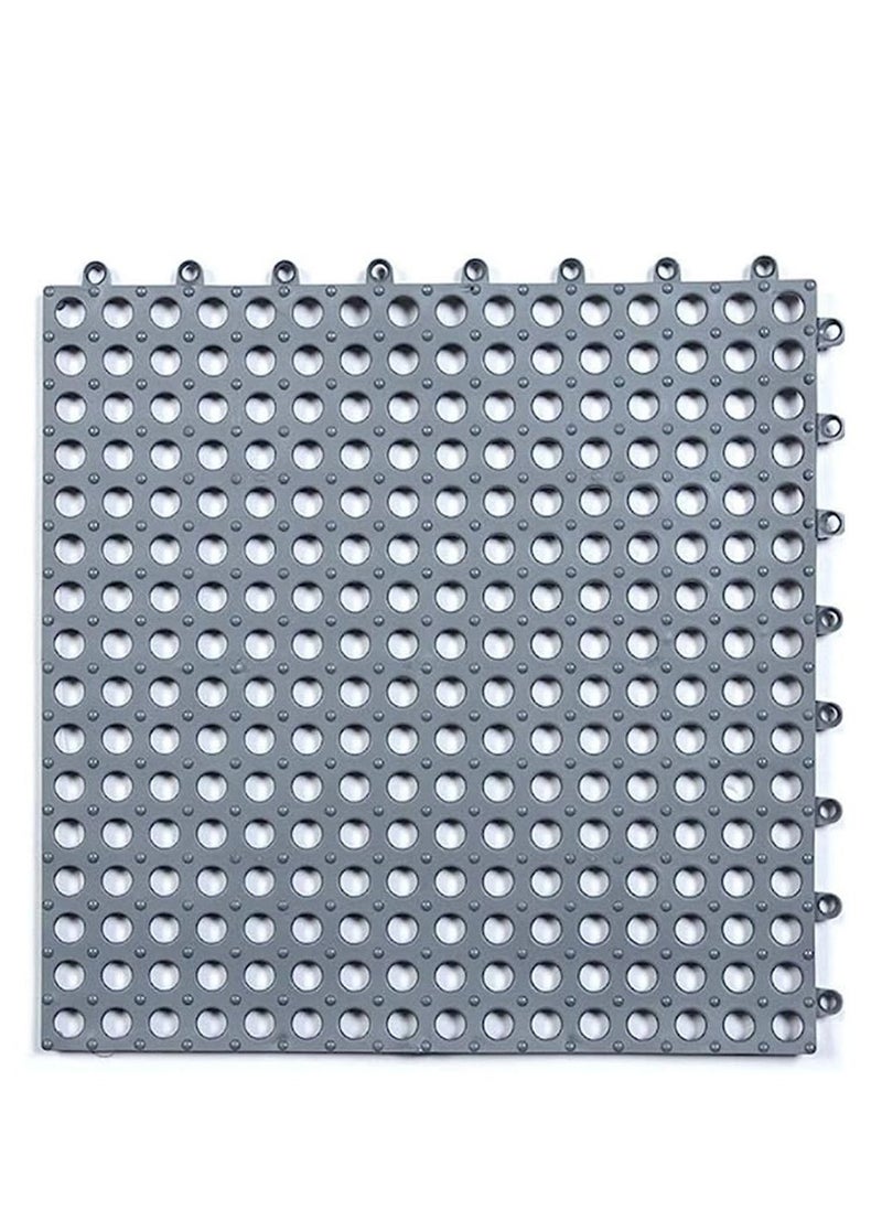 Generic - 10PCS Interlocking Rubber Floor Tiles with Drain Holes DIY Size Bathroom Shower Toilet Non-Slip Floo - Image 1