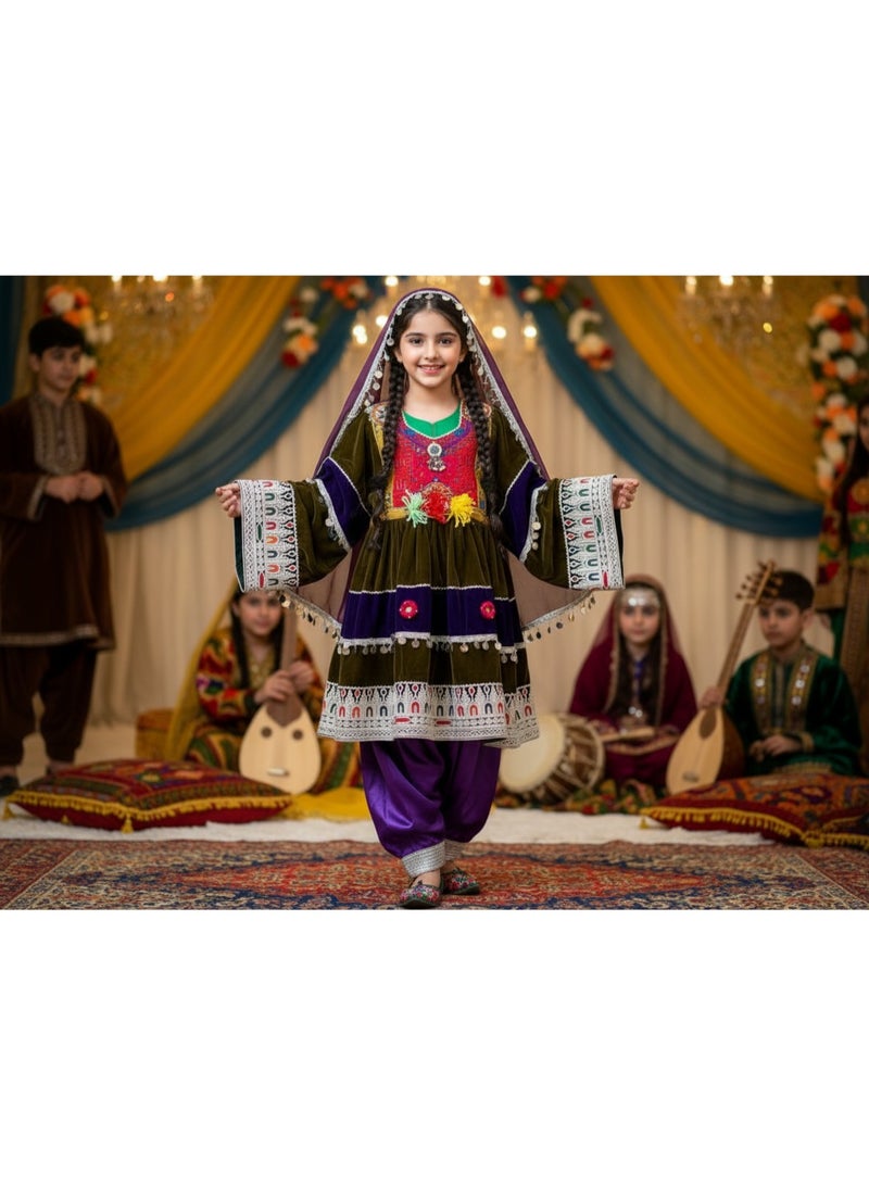 فستان الأميرة الأفغانية التقليدي للفتيات - ملابس أطفال - Image 2