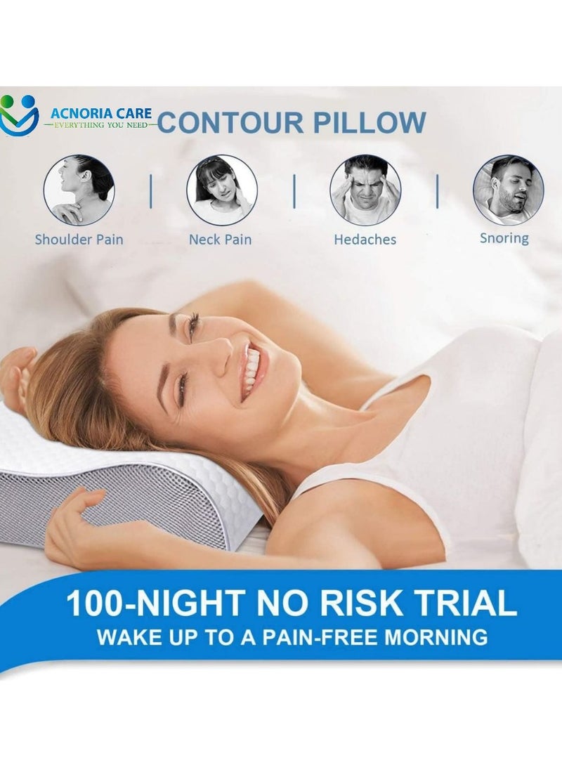 Contour Pillow Memory Foam Neck Support Orthopedic Comfort Neck Pain With Removable Pillow Cover - Size 60 * 35 * 11/9 cm - From Acnoria Care - pzsku/ZB4E7B9EC4A64465A7973Z/45/_/1694514991/d4ebdcd8-314b-4755-93e4-dded85b0a743