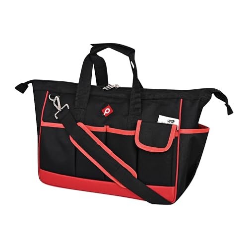 PAHAL 16 Inch Heavy Duty Nylon Tool Bag – Waterproof Wide Mouth Tool Storage Organizer with Multiple Pockets for Electrician, Plumber, Technician, Mechanic & Carpenter, Tool Carry Bag, Black - Image 1