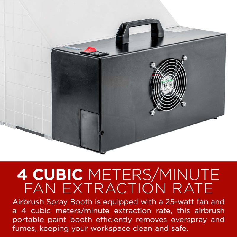 Master Airbrush Brand Lighted Portable Hobby Airbrush Spray Booth with LED Lighting for Painting All Art, Cake, Craft, Hobby, Nails, T-Shirts & More. Includes 6 Foot Exhaust Extension Hose - Image 4