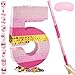 PCFING 20 Inch Number 5 Piata Pink Gold with 30 Inch Piata Stick Blindfold Confetti for Boys Girls Adults Birthday Party Decorations Anniversary Celebration Fiesta - Image 2