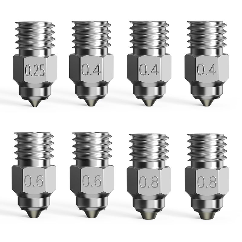 Creality Bi-metallic High-end Nozzle Kit 8PCS Bimetallic Material High Heat-resistant and Wear-resistance for Smooth Feeding Suitable for Ender-2 Pro, Ender-2, CR-10S, CR-10, CR-10 S5,CR-10 S4, - Image 1