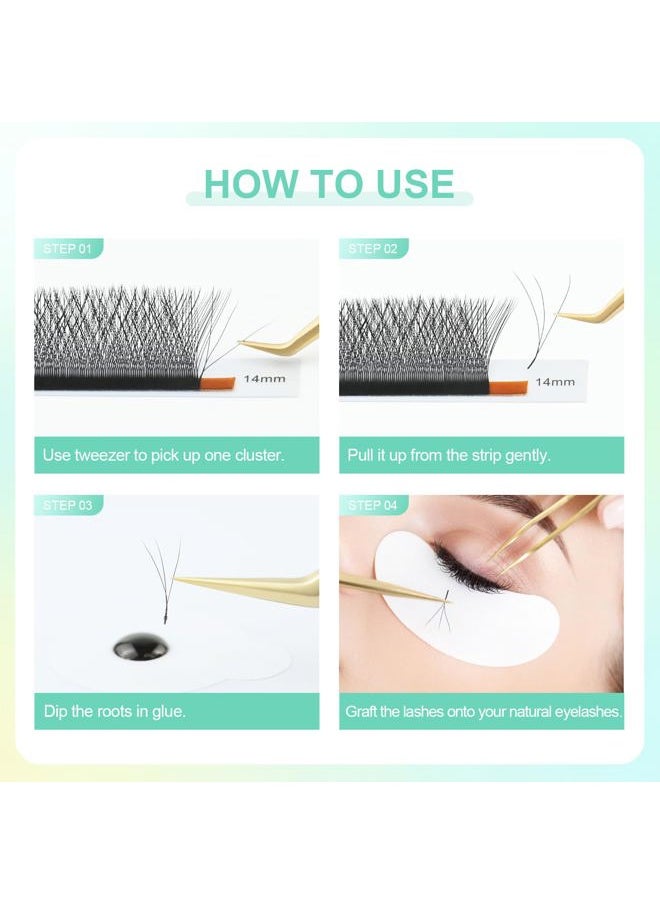 NAGARAKU - W Eyelash Extension 3D Volume Premade Fan 0.07mm D curl 8-12mm mix Faux Mink Matte Black Cluster Easy Fanning yy Eye Lashes - Image 1
