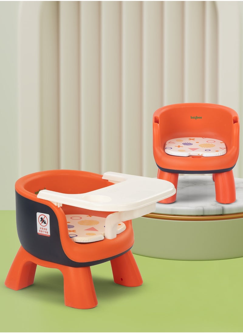 BAYBEE Creto Baby Booster Chair For Feeding, Portable Dining Chair For Baby With Removable Cushion Pad And Food Tray  - Image 1