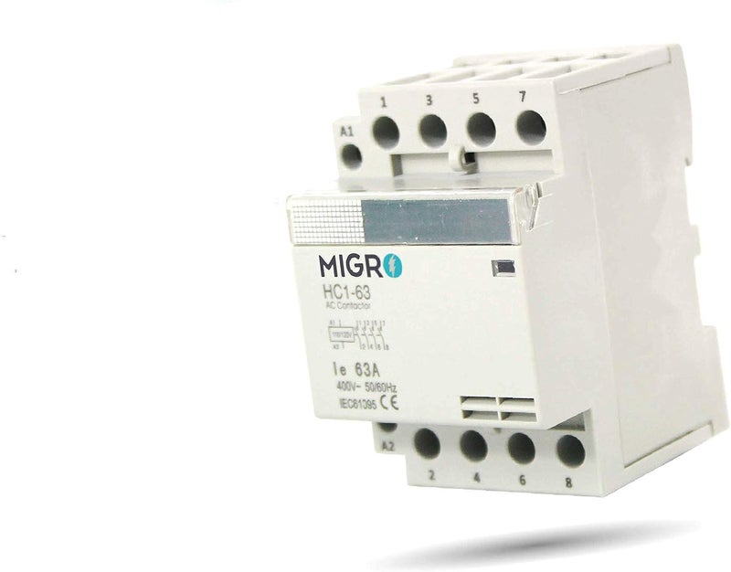 Migro 4 Pole, 60 AMP, 110/120 VAC Normally Open Coil Heavy Duty AC Contactor Replaces Virtually All Residential 4 Pole Models - Image 1