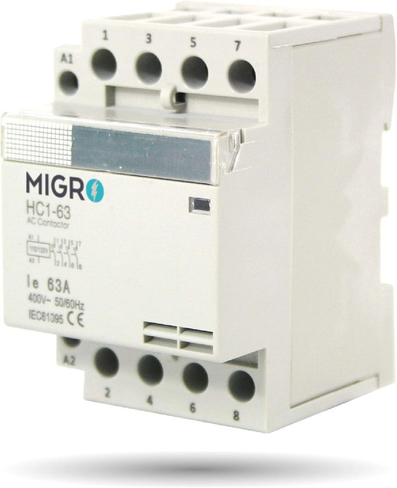 Migro 4 Pole, 60 AMP, 110/120 VAC Normally Open Coil Heavy Duty AC Contactor Replaces Virtually All Residential 4 Pole Models - Image 2