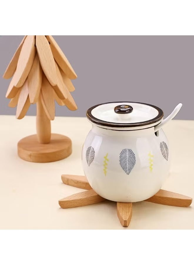 مفرش طاولة على شكل شجرة خشبية بتصميم مزخرف مضاد للحروق ومقاوم للحرارة، قاعدة أكواب خشبية للأواني - Image 1