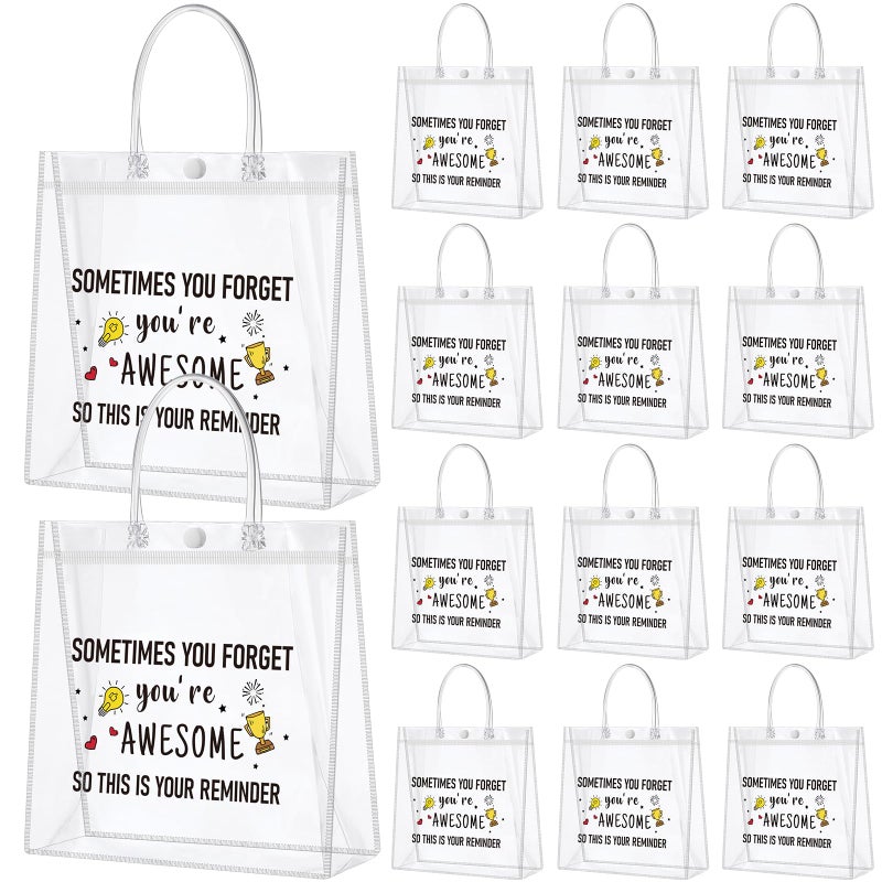 Dansydaisy 20 Pcs Inspirational Gifts for Her Sometimes You Forget You're Awesome Clear PVC Gift Bags with Handles for Women Friends Sister Mom Friendship Birthday Wedding Bridal Shower Gift - Image 1