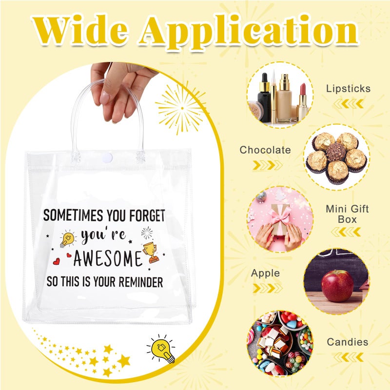 Dansydaisy 20 Pcs Inspirational Gifts for Her Sometimes You Forget You're Awesome Clear PVC Gift Bags with Handles for Women Friends Sister Mom Friendship Birthday Wedding Bridal Shower Gift - Image 4