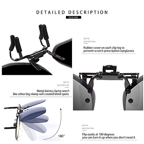 UpaClaire Clip-on Flip up Sunglasses Polarized UV 400 glasses over prescription for men and women - Image 5