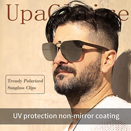 UpaClaire Clip-on Flip up Sunglasses Polarized UV 400 glasses over prescription for men and women - Image 3