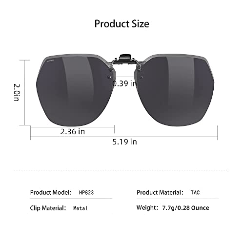 UpaClaire Clip-on Flip up Sunglasses Polarized UV 400 glasses over prescription for men and women - Image 2