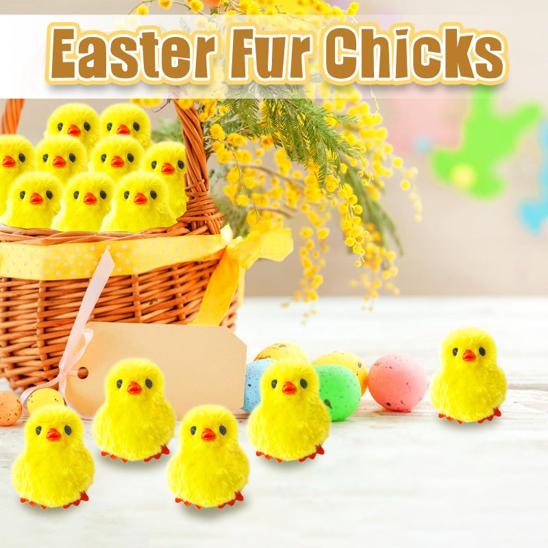 Baaxxango 12 Pcs Easter Fluffy Chicks,3.4 Inch Yellow Soft Plush Chicks Figurines,Mini Furry Chicks for Home Easter Basket Stuffers Party Favors Decors - Image 3