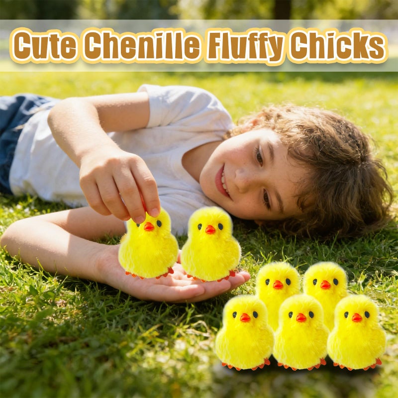 Baaxxango 12 Pcs Easter Fluffy Chicks,3.4 Inch Yellow Soft Plush Chicks Figurines,Mini Furry Chicks for Home Easter Basket Stuffers Party Favors Decors - Image 4