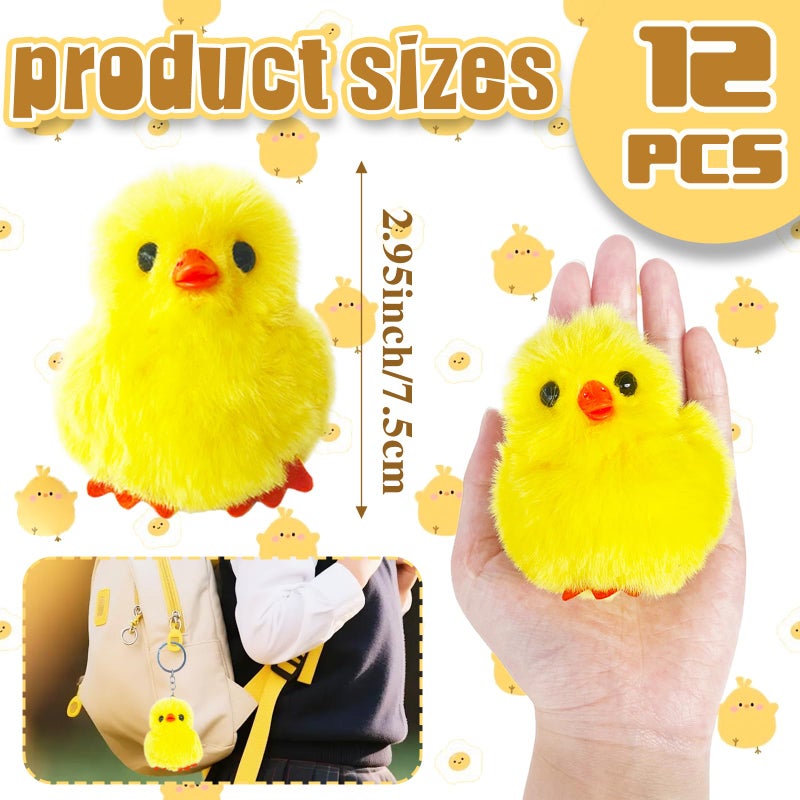 Baaxxango 12 Pcs Easter Fluffy Chicks,3.4 Inch Yellow Soft Plush Chicks Figurines,Mini Furry Chicks for Home Easter Basket Stuffers Party Favors Decors - Image 2
