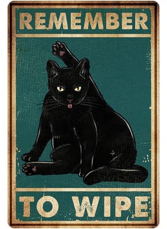 Generic Bestylez Remember to Wipe Funny Black Cat Poster Vintage Cat Bathroom Sign Decor  - Image 1