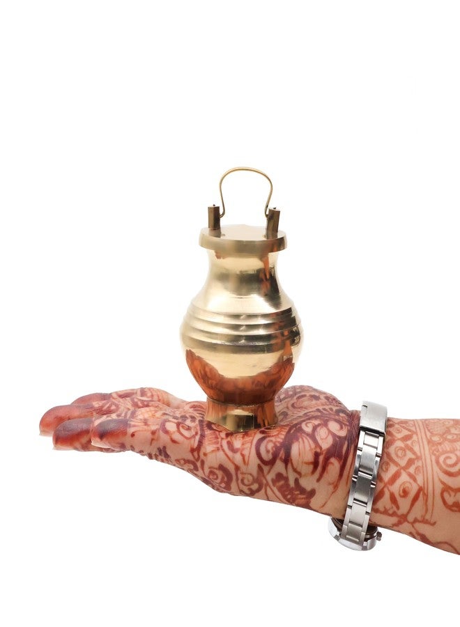 ROLIMOLI Brass Kamandal | Gangajali | Kalash | Lota | with Lid for Gangajal | Holy Water Pot for Temple & Home and All Poojas (Capacity :100ml | Size :7.5cm | Weight :97gm Approxe) - Image 5