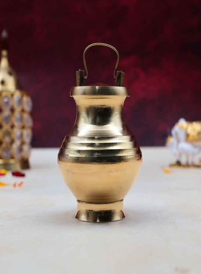 ROLIMOLI Brass Kamandal | Gangajali | Kalash | Lota | with Lid for Gangajal | Holy Water Pot for Temple & Home and All Poojas (Capacity :100ml | Size :7.5cm | Weight :97gm Approxe) - Image 4