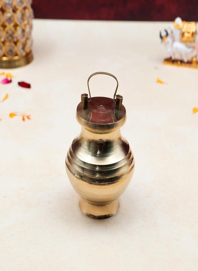 ROLIMOLI Brass Kamandal | Gangajali | Kalash | Lota | with Lid for Gangajal | Holy Water Pot for Temple & Home and All Poojas (Capacity :100ml | Size :7.5cm | Weight :97gm Approxe) - Image 3
