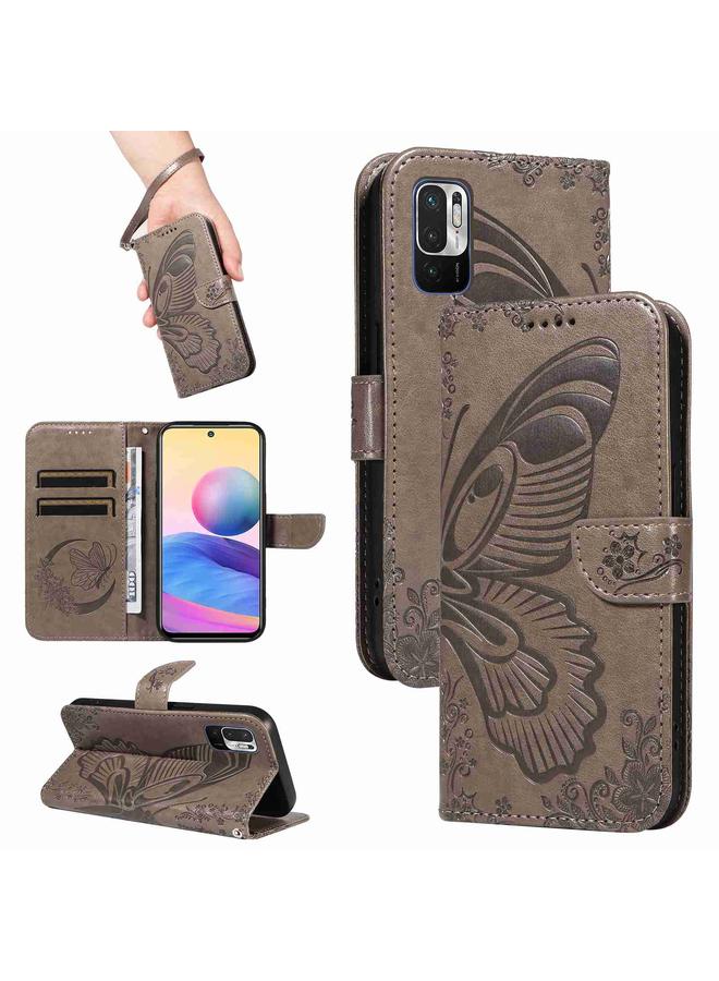Case For Xiaomi Poco M3 Pro 5G Swallowtail Butterfly Embossed Leather Phone Case