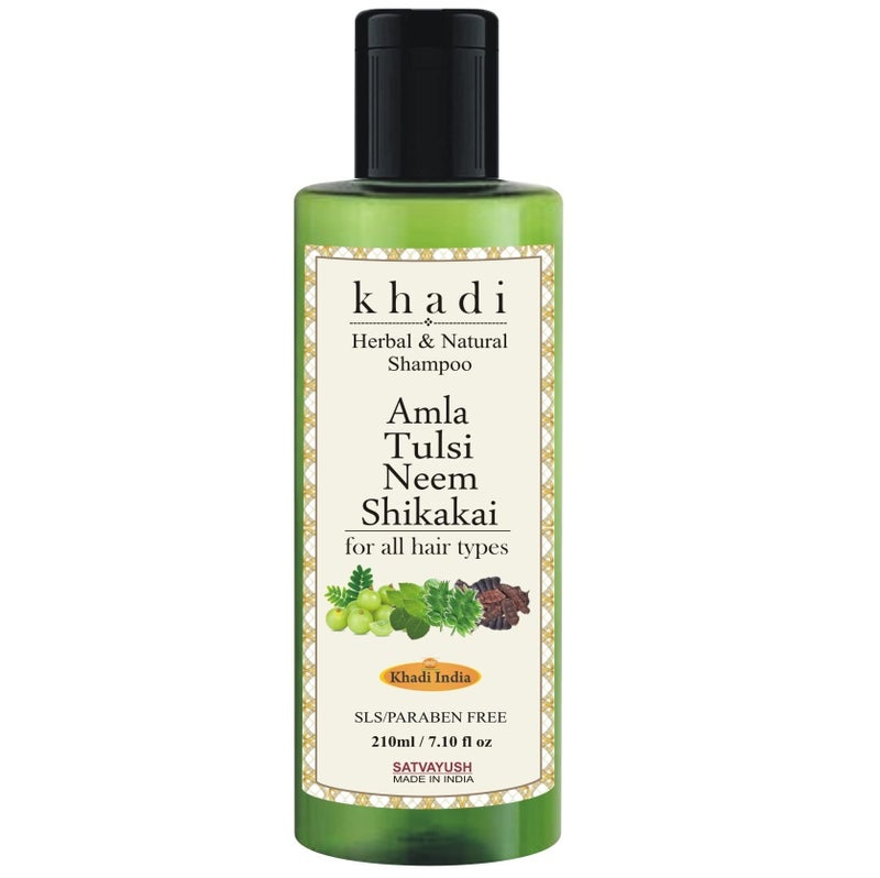 Satvayush Khadi Amla Tulsi Neem Shikakai SLS-Paraben free Ayurvedic Shampoo Anti Hairfall -210 ml - Image 1