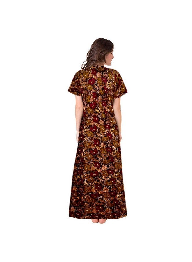 NEGLIGEE Women's Cotton Printed Maxi Nightgown Nighty for Women Ankle Length Night Dress - Pack of 1 (Free Size, MIGWBRW008, Brown)  - Image 3