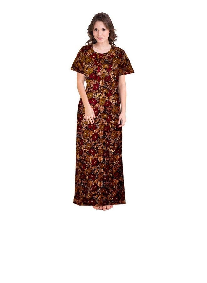 NEGLIGEE Women's Cotton Printed Maxi Nightgown Nighty for Women Ankle Length Night Dress - Pack of 1 (Free Size, MIGWBRW008, Brown)  - Image 4