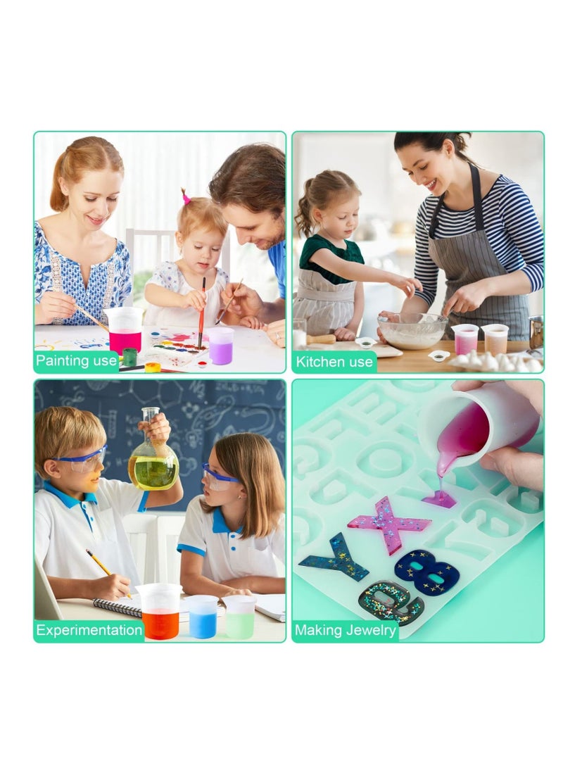 SYOSI 7 قطع من أكواب القياس السيليكونية، 1 قطعة سعة 250 مل، 4 قطع سعة 100 مل من أكواب الخلط غير اللاصقة، 2 قطعة سعة 10 مل من أكواب السيليكون، موزع قوالب، لصب القوالب، صناعة المجوهرات، DIY، الحرف اليدوية - Image 2