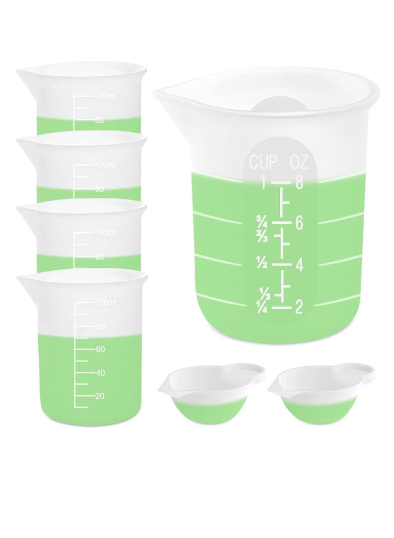 SYOSI 7 قطع من أكواب القياس السيليكونية، 1 قطعة سعة 250 مل، 4 قطع سعة 100 مل من أكواب الخلط غير اللاصقة، 2 قطعة سعة 10 مل من أكواب السيليكون، موزع قوالب، لصب القوالب، صناعة المجوهرات، DIY، الحرف اليدوية - Image 1