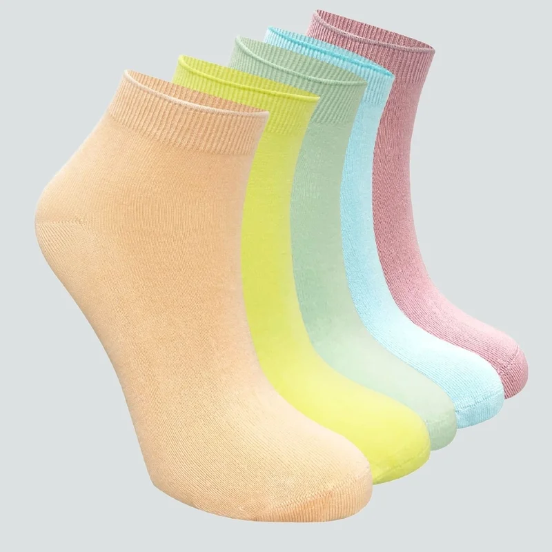 Kral Socks Women's Quality Bamboo Booties Socks (5 Pieces) Seamless Invisible Perfumed Short Model Socks
