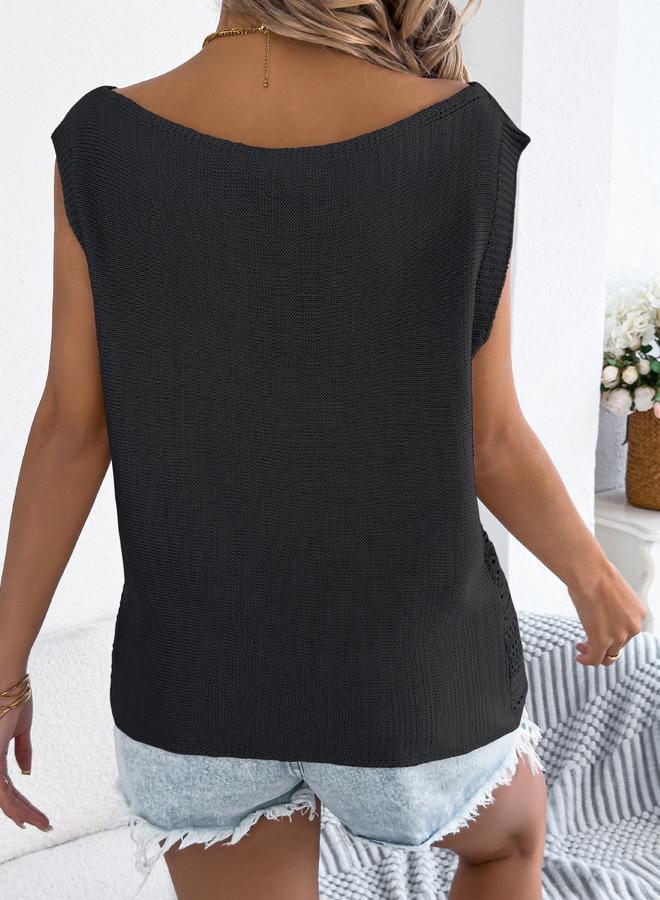 Take Two Black Sleeveless Knit Top - Image 4