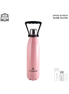 Atlasware Water Bottle with a Capacity of 750 ml, Stainless Steel Water Bottle that keeps Cold for 52 Hours and Keeps Heat for 24 Hours, Pink  - Image 1